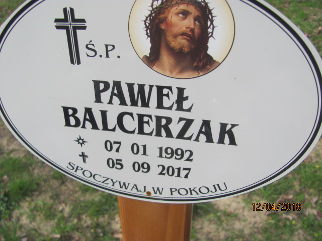 Paweł Balcerzak 1992 Chociwel - Grobonet - Wyszukiwarka osób pochowanych